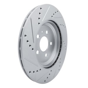 Tesla Model 3 Brake Rotor (1) - Rear Right - R1 Concepts - Drilled & Slotted - Silver - `17-`25